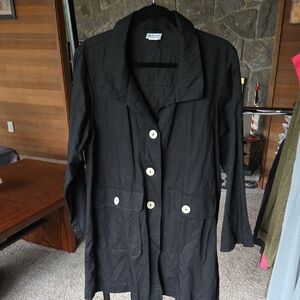 Habitat Black Trench Coat with White Buttons